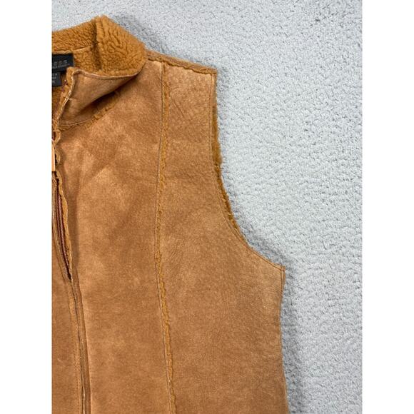 Vintage Express Womens Size M Leather Suede Sherpa Lined Full Zip Jacket Vest - Picture 12 of 14
